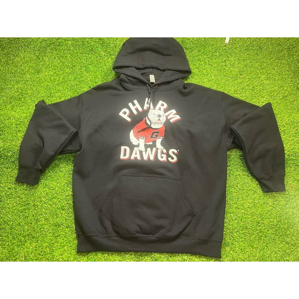 Georgia School Of Pharmacy Large Black Sweatshirt DAWGS Kangaroo Pocket EUC